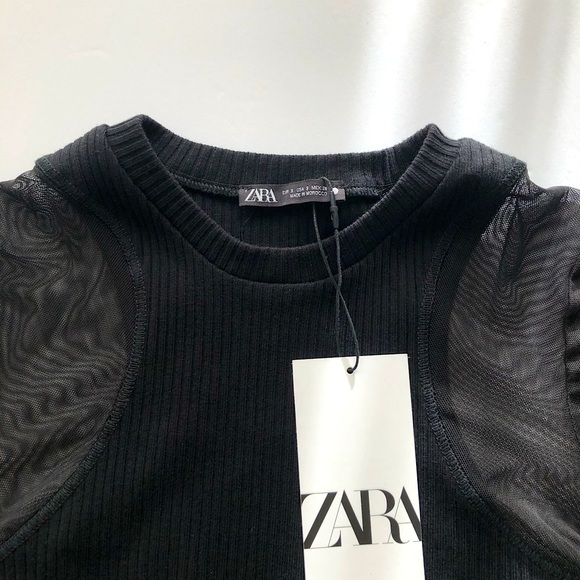 CUTE ZARA TULLE RIBBED TOP - Picture 4 of 6